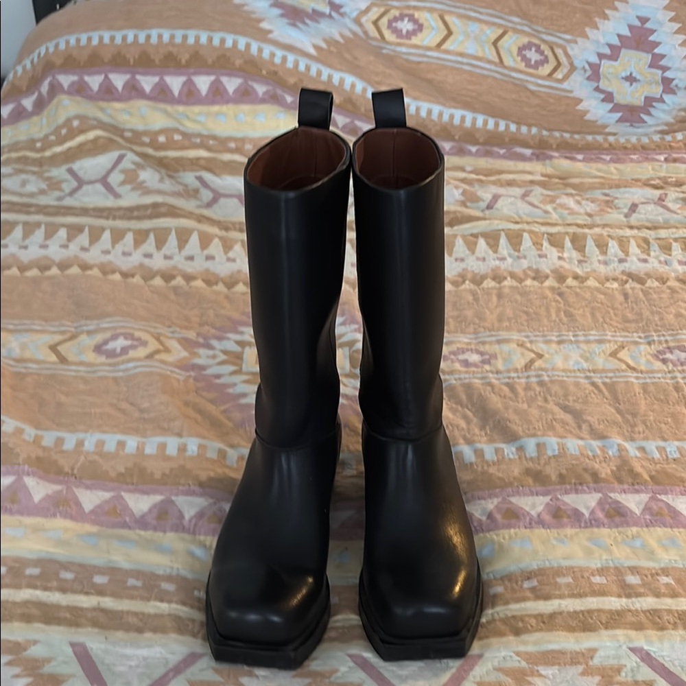 Black Leather Knee-High Boots